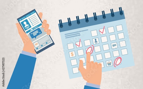 Time Management Mobile Phone App Vector Concept