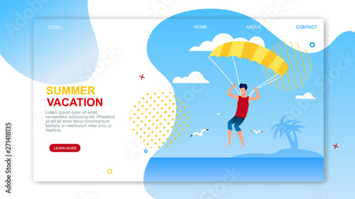 Summer Vacation Landing Page Offers Parasailing