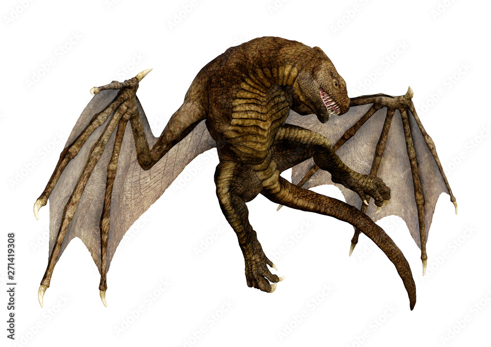 Fototapeta premium 3D Rendering Fairy Tale Dragon on White