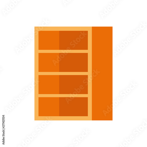 wooden bookshelf on white background