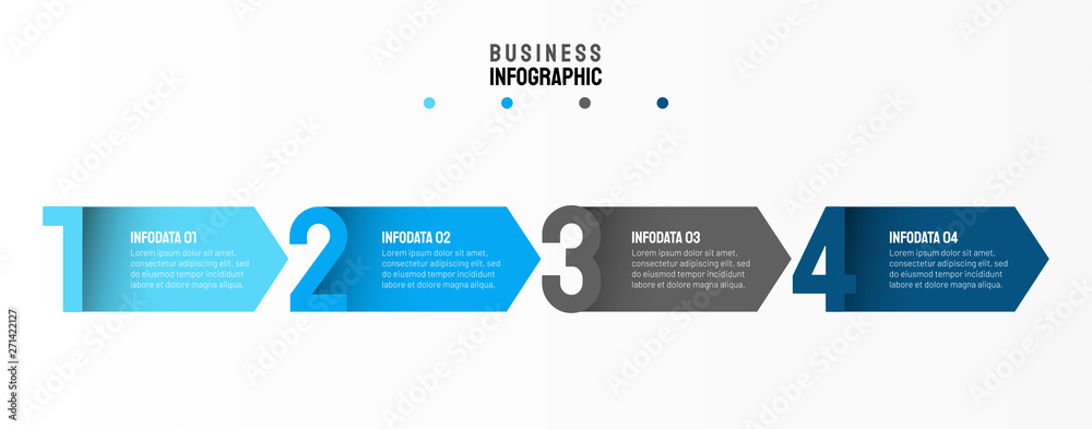 Vector infographic arrows design with number layout. Business template with 4 options or steps. - obrazy, fototapety, plakaty 