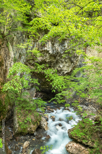 白骨温泉の絶景スポット 「隧（つい）通し」自然の新色でできた岩のトンネル