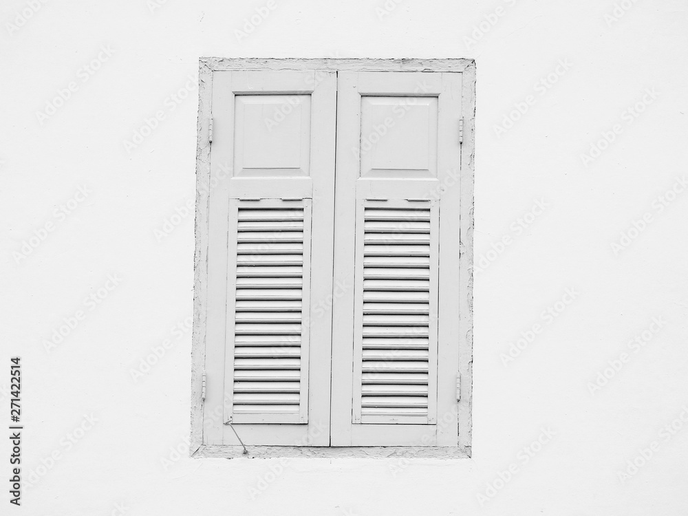 old wood window on wall
