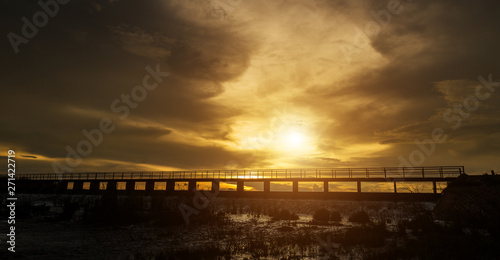 Landscape, yellow sky at sunset © Pituk