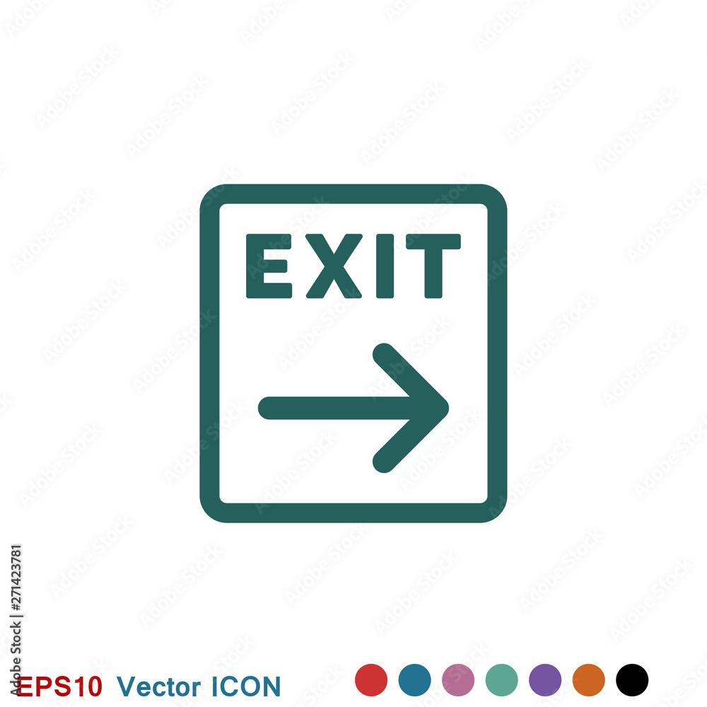 The exit icon. Logout and output, outlet, out symbol. Vector logo The exit icon. Logout and output, outlet, out symbol. Vector logo