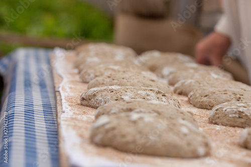 Traditional Rye flour bread cooked on site during the 