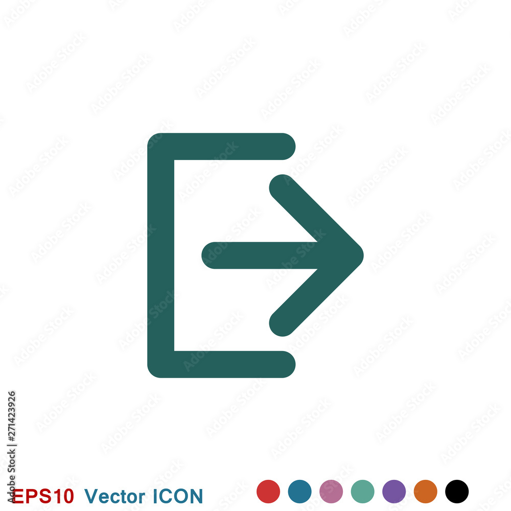 The exit icon. Logout and output, outlet, out symbol. Vector logo The exit icon. Logout and output, outlet, out symbol. Vector logo
