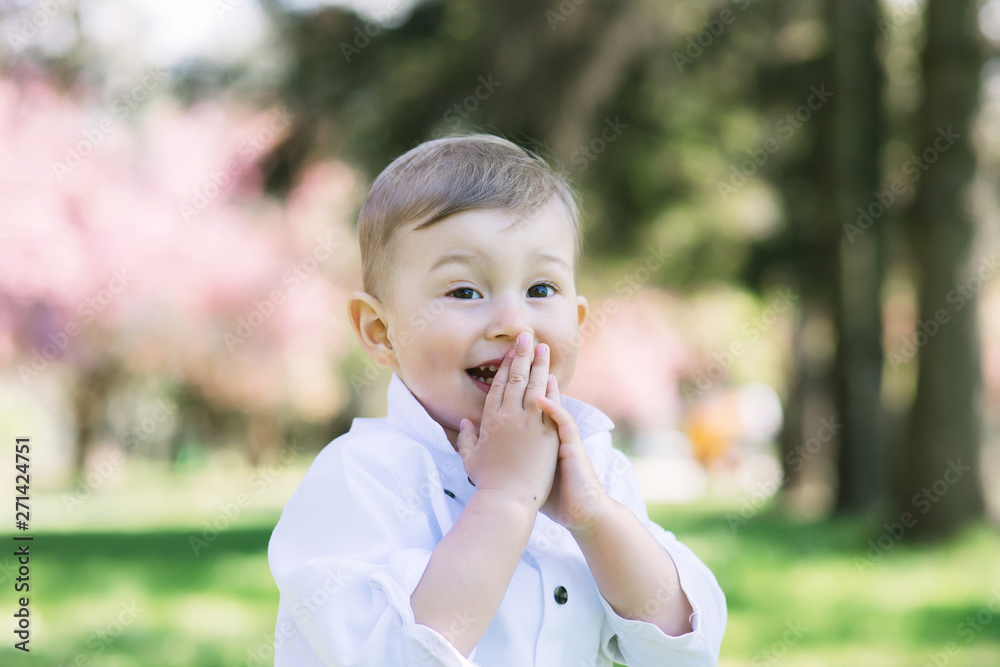 Portrait of a happy little boy in the park Portrait of a happy little boy in the park
