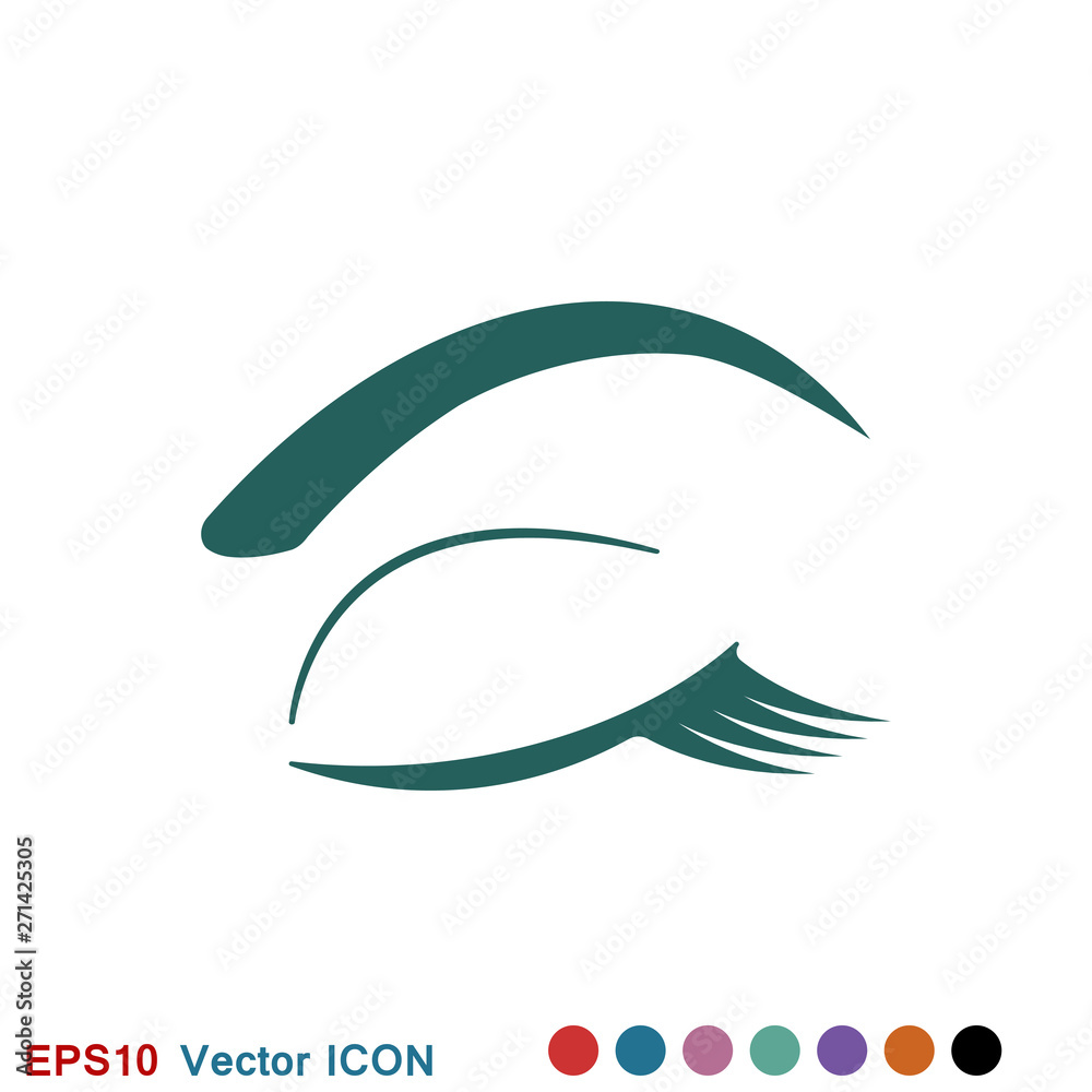 Beautiful eye icon with eyebrow brush for logo Beautiful eye icon with eyebrow brush for logo