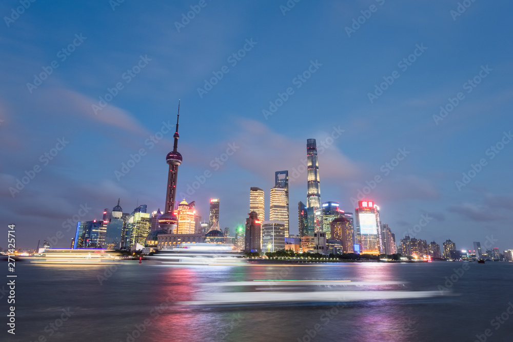 beautiful shanghai skyline in summer night