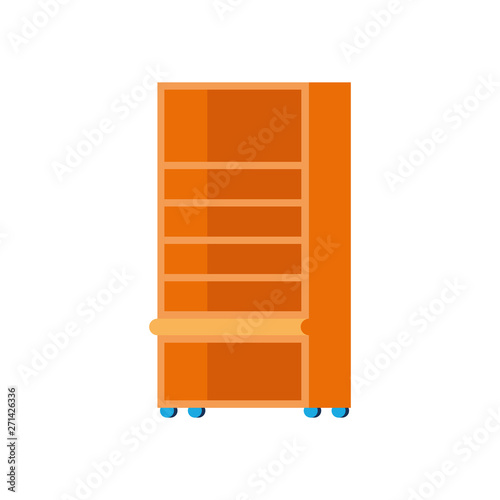 wooden bookshelf on white background
