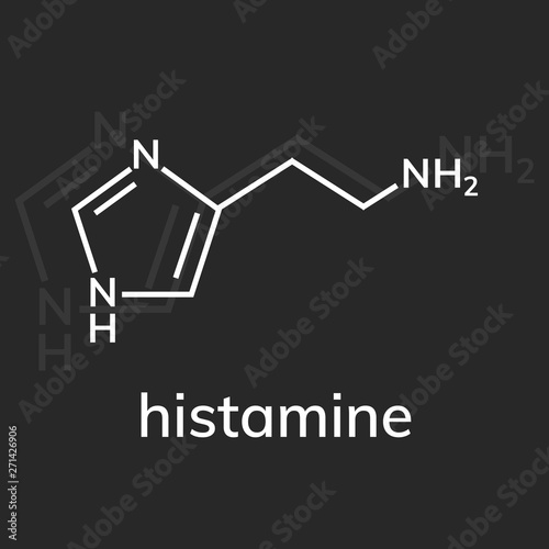 Histamine molecular formula on dark background