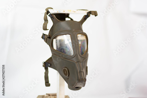 A Gas mask. is through use in thai on white background.