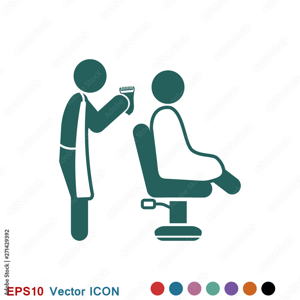 Fototapeta premium Hairdresser icon logo, illustration, vector sign symbol for design