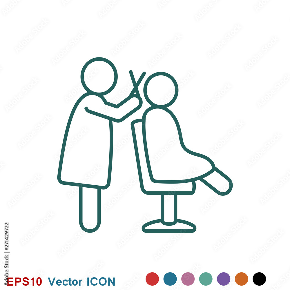 Fototapeta premium Hairdresser icon logo, illustration, vector sign symbol for design