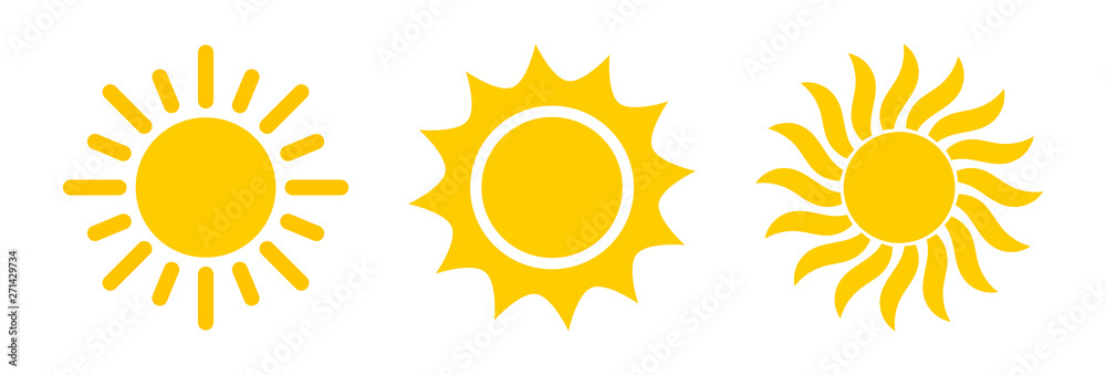 Sun symbol icon set.