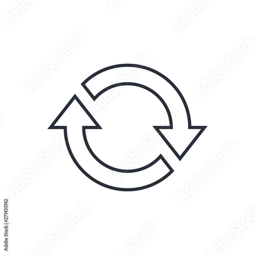 Line  icon of cyclic rotation, recycling recurrence, renewal.