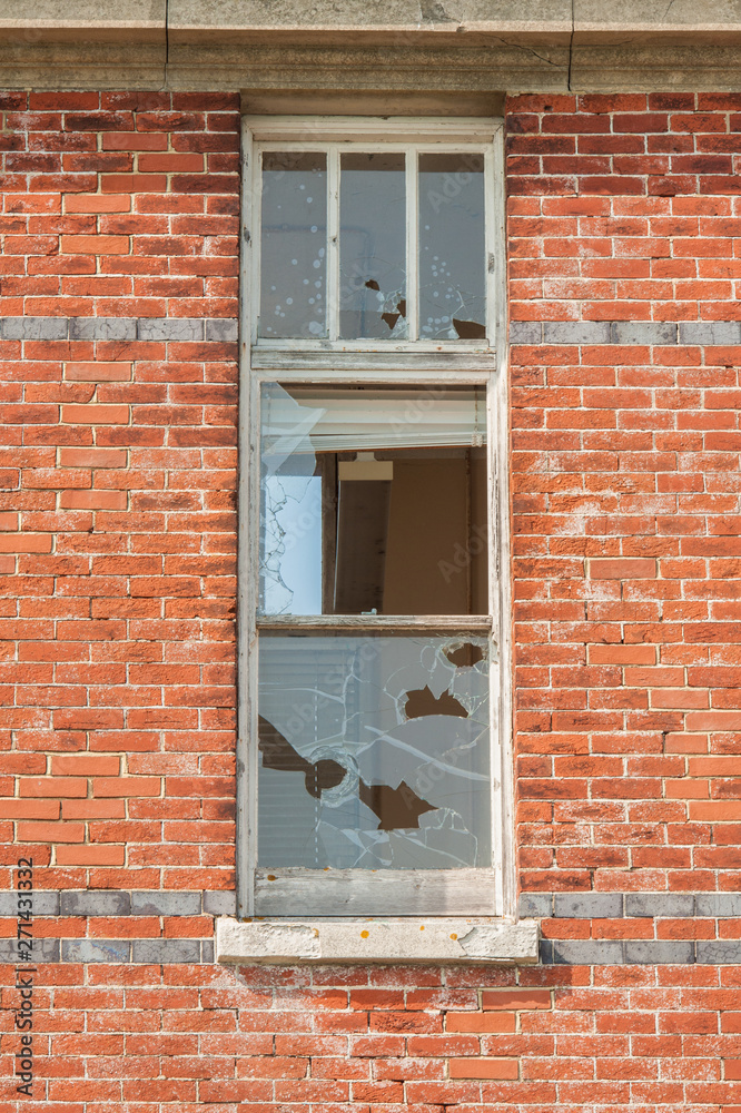 derelict and broken office windows