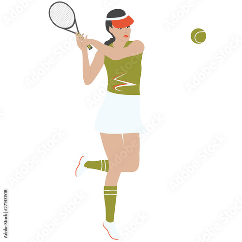 Tennis player with racket and ball - isolated on white background - vector © istorsvetlana
