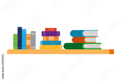 shelving with books in white background