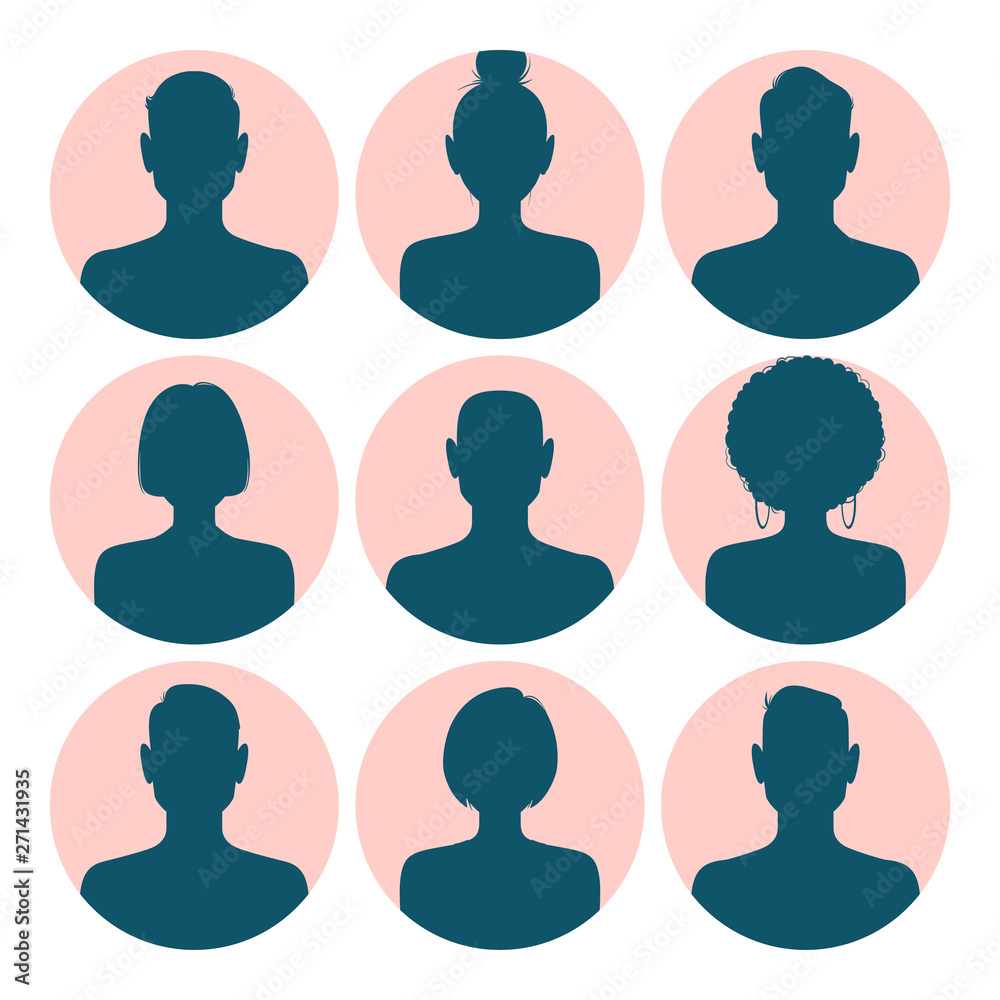 Set of silhouette avatar profile pictures Set of silhouette avatar profile pictures