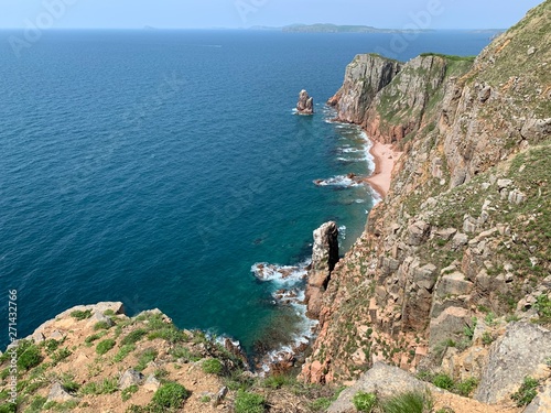 Russia, Vladivostok. Island of Shkot and Japanese sea in the spring