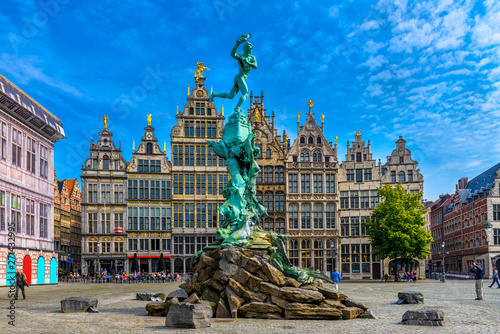 The Grote Markt (Great Market Square) of Antwerpen, Belgium. It is a town square situated in the heart of the old city quarter of Antwerpen. Cityscape of Antwerpen. photo