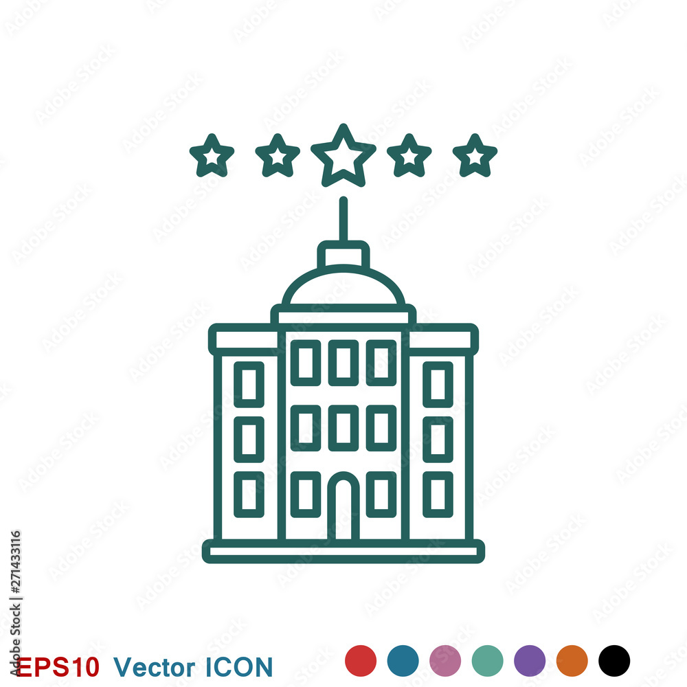 Hotel icon logo, illustration, vector sign symbol for design