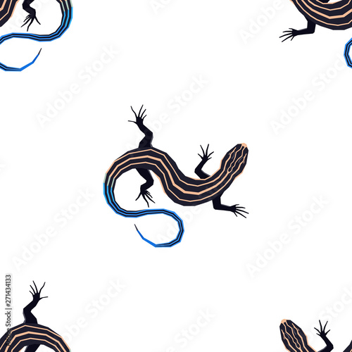 Wild animals Vector illustration of The five lined skink Seamless pattern Geometric style