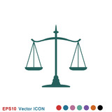 Scales of justice icon logo, illustration, vector sign symbol for design