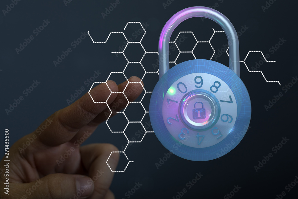 Fototapeta premium security data code digital in hand