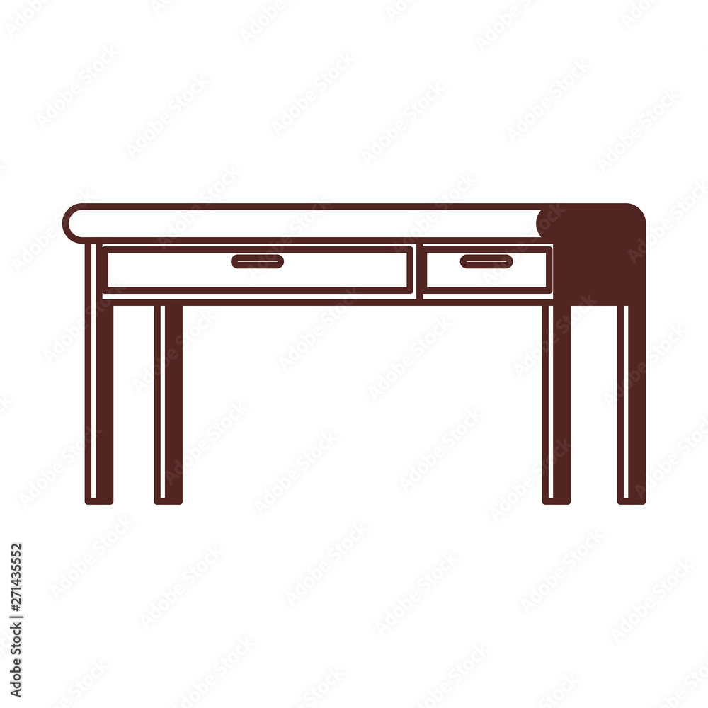 silhouette of office desk in wooden with white background silhouette of office desk in wooden with white background