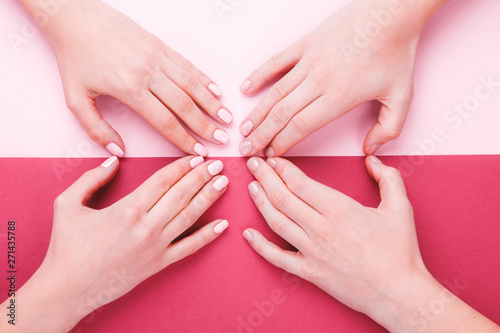 Stylish trendy female pink manicure. © galina_kovalenko