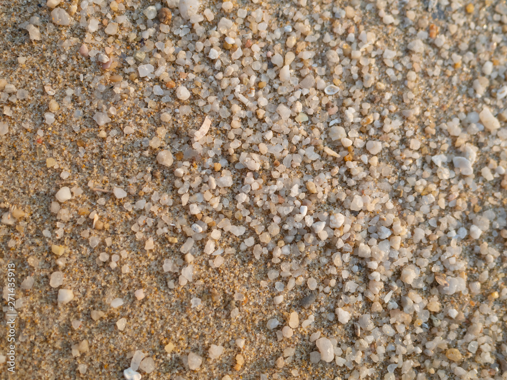 Small sand and gravel surfaces On the beach