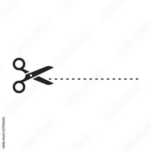 black scissors cut line vector design illustration isolated on white background