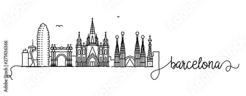 Barcelona City Skyline Doodle Sign