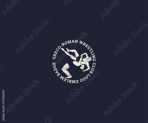 Greco-Roman wrestling club logo template, Wrestling Sport Silhouette logo template. Vector illustration.