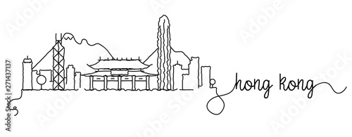 Hong Kong City Skyline Doodle Sign