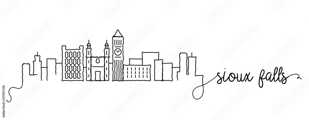 Sioux Falls City Skyline Doodle Sign
