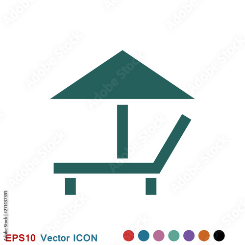 Chaise lounge icon logo, illustration, vector sign symbol for design
