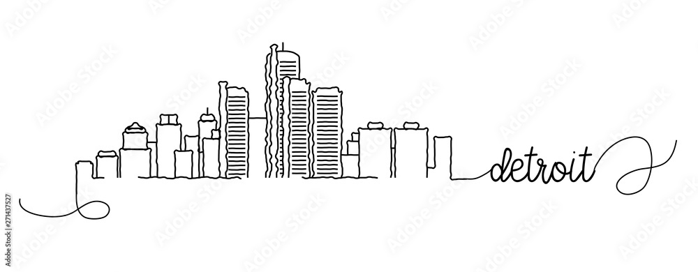 Detroit City Skyline Doodle Sign