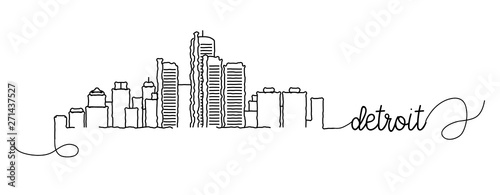 Detroit City Skyline Doodle Sign