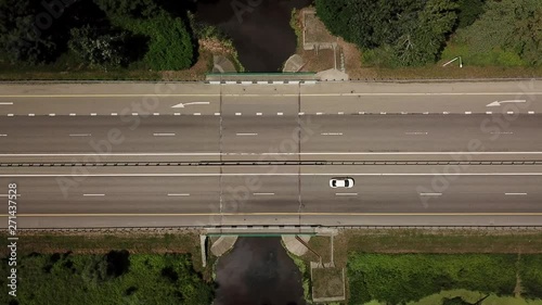 Top down close up of highway road