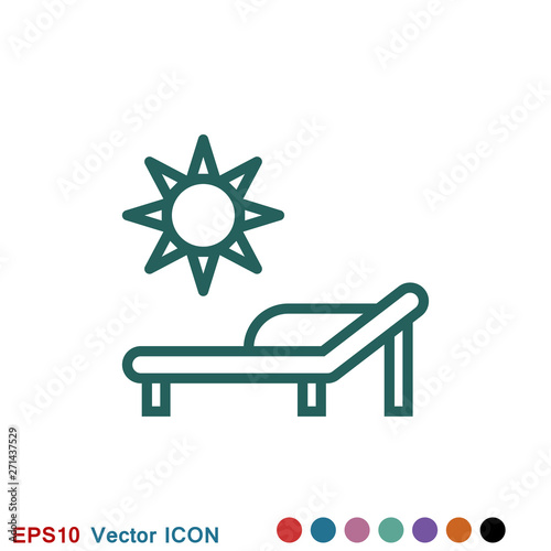Chaise lounge icon logo, illustration, vector sign symbol for design