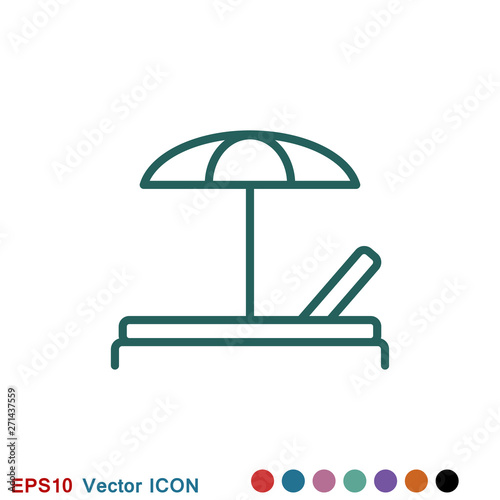 Chaise lounge icon logo, illustration, vector sign symbol for design