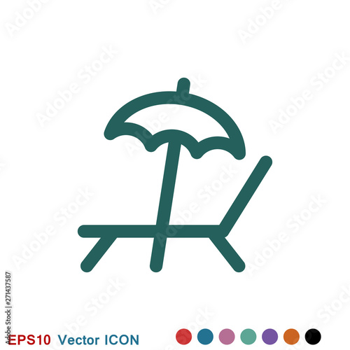 Chaise lounge icon logo, illustration, vector sign symbol for design