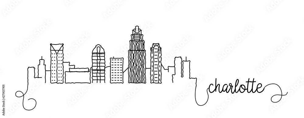 Charlotte City Skyline Doodle Sign