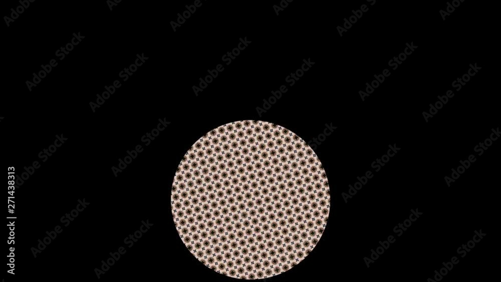 2D graphic pattern that rotates clockwise and then anticlockwise, moves down from right to left and then goes to the center on a black background. 2D graphic pattern that rotates clockwise and then anticlockwise, moves down from right to left and then goes to the center on a black background.