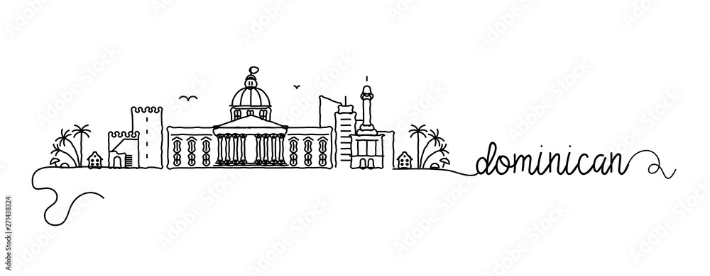 Dominican Republic City Skyline Doodle Sign