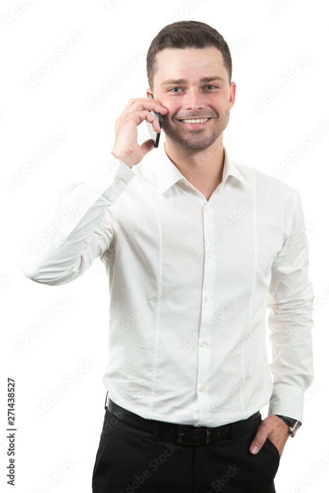 Handsome businessman speaking on the phone Handsome businessman speaking on the phone